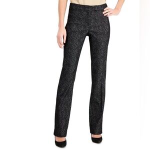 Anne Klein Pants Womens 12 Black Metallic Graphite Mid-Rise Flared